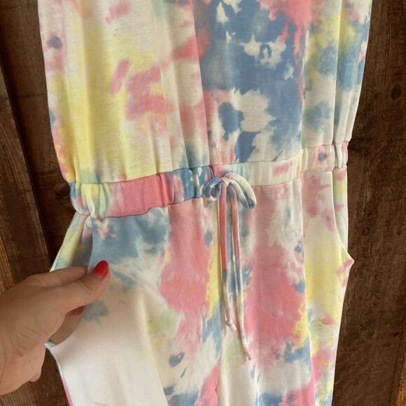 Fantastic Fawn Jump Right In Sleeveless Jogger SweatJumpsuit-Tie dye-Multicolor - Picture 6 of 12